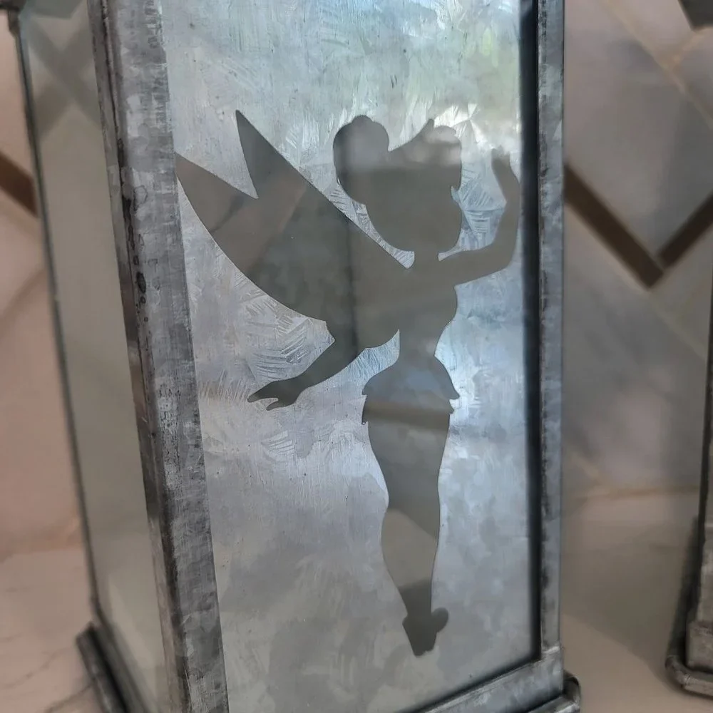 Disney Tinkerbell NWT Galvanized Metal Silhouette Candle Lanterns 9